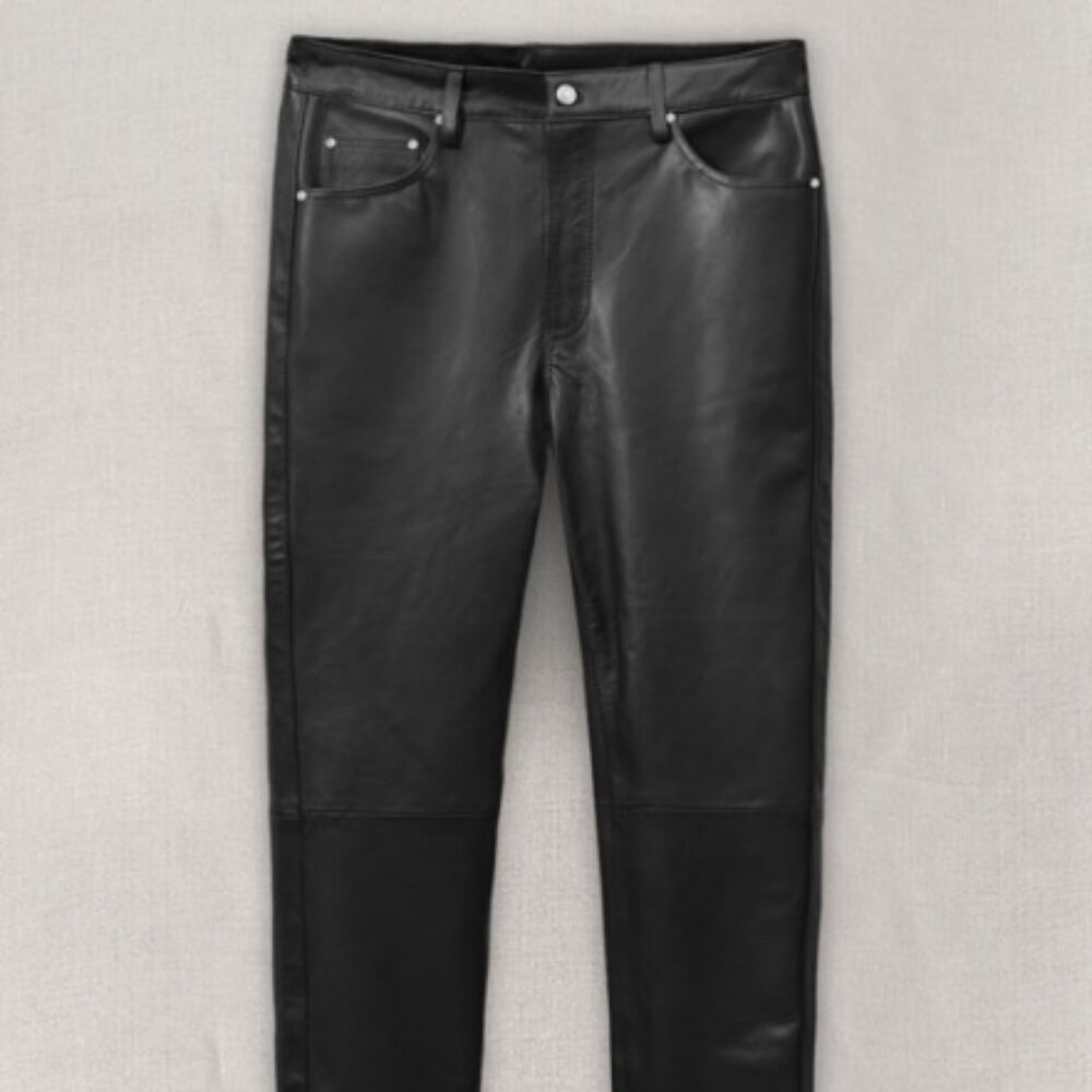 Copper Key Kids Black Straight Leg Genuine Leather Jeans/Pants with Sleek Finish